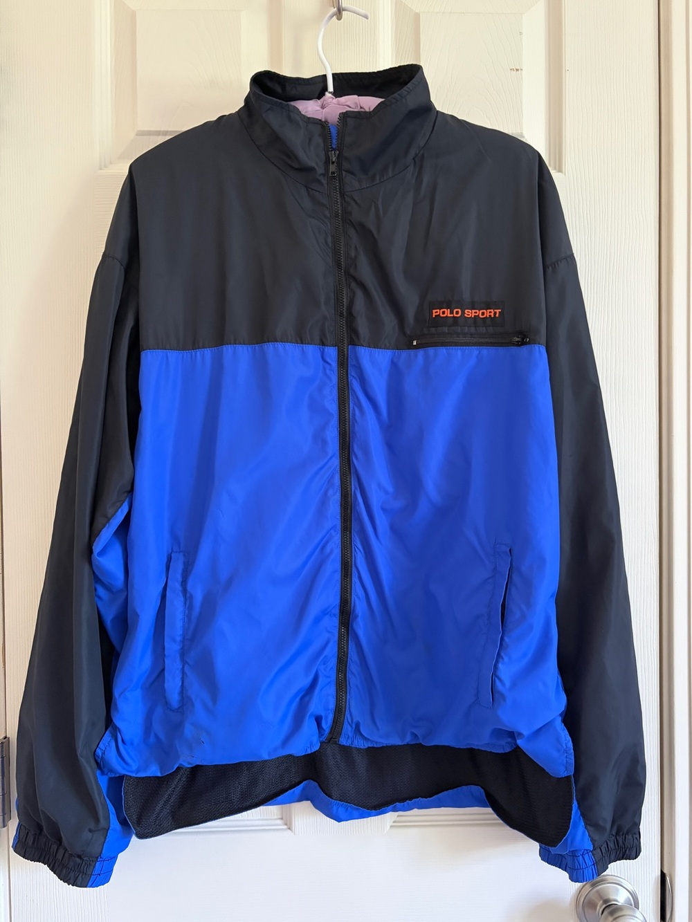Vintage 90s Polo Sport by Ralph Lauren Blue & Black Colorblock Windbreaker Large - Picture 2 of 14